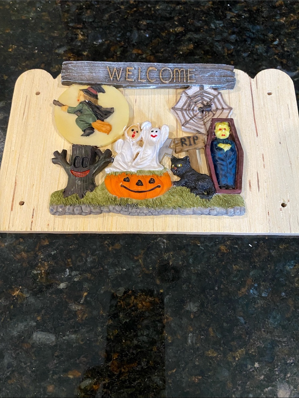 Vintage “Welcome” Sign for your Halloween Village or Wall Plaque